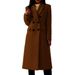 Women's Plus Size Long Wool Coat Winter Trench Coat With Double Breasted Buttons A-Line Overcoat For Ladies_voghion.com