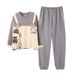 Paar Frühling Cartoon Pyjamas Langarm Baumwolle Hoodie Männer Frauen Nette Atmungsaktive Hause Kleidung Herbst und Winter_voghion.com