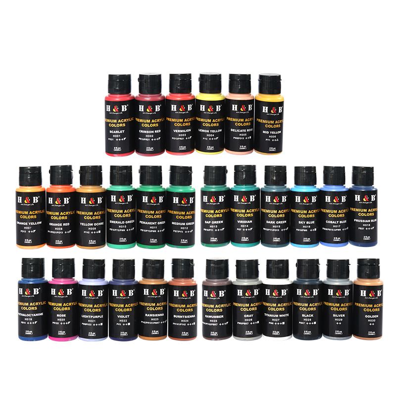 Professional Acrylic Paint Set - 30 Vibrant Colors (60ml/Tube) For Canvas, Wall Art, Crafts & Logo Design - Non-Fade, Waterproof_voghion.com