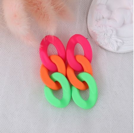 Orecchini in stile supermodella alla moda, con vernice spray in gomma acrilica e catena intrecciata color caramella_voghion.com