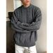 Men's Light Luxury Retro Cable Knit Sweater - Thickened Winter Pullover With Relaxed Fit, Casual Streetwear Style_voghion.com