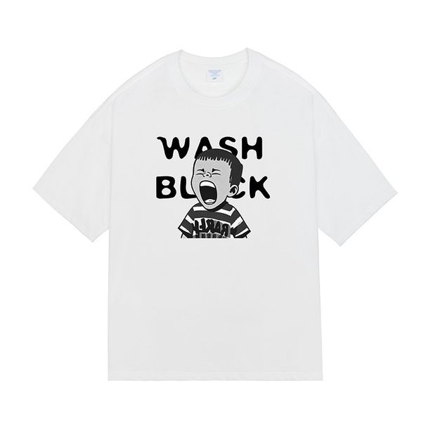 Men's Retro American Shout Print Dark Loose Short Sleeved T-shirt For Men_voghion.com