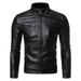Spring And Autumn Thin Men's Stand-up Collar Double Zipper Pu Leather Jacket Large Size Locomotive Leather Jacket_voghion.com