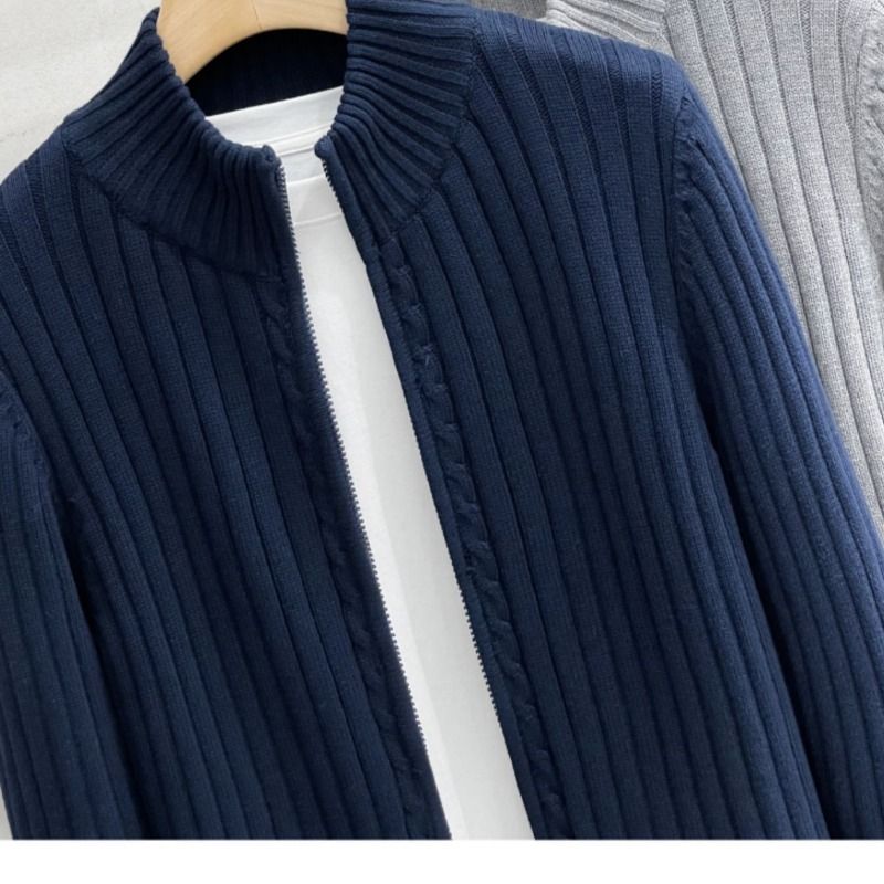 Neue Herbst- und Winter-Strickpullover-Strickjacke für Herren, lockerer Reißverschluss-Pullover, Pulloverjacke für Herren_voghion.com