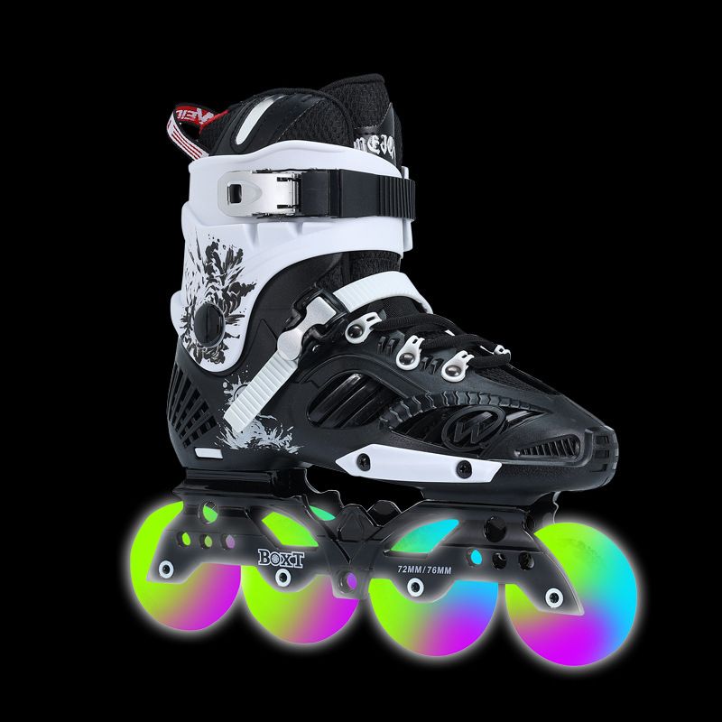B066 Big Three Wheel Professional Racing Straight Line Speed Flat Flower Dual purpose Roller Skating Shoes_voghion.com