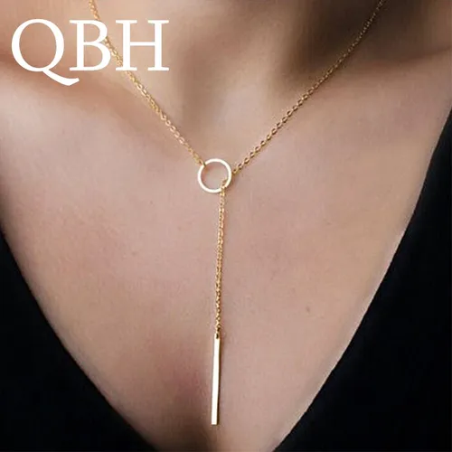 NK547 Punk Frauen Schmuck Minimalistischen Winzigen Zierlichen Collier Einzigartige Runde Kreis Bar Anhänger Kurze Schlüsselbein Halskette Für Mädchen_voghion.com