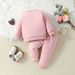 2024 Spring New Children's Clothing Valentine's Day Love Embroidery Hoodie Solid Color Pants Set_voghion.com