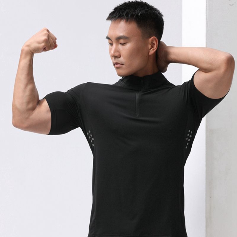 Summer Stand Collar Running Training Uniform Sports Polo Shirts_voghion.com