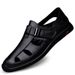 Sandals Men's Top Layer Cowhide 2025 New Business Hollowed Out Leather With Soft Toe Caps, Breathable Beach For Dad,_voghion.com