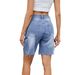 Women's Denim Cargo Shorts - Straight Leg Mid-Length Shorts With Functional Side Pockets_voghion.com