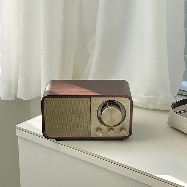 Kūrybingas medinis gražus „Bluetooth“ garso retro nešiojamas žemų dažnių garsiakalbio garso dėžutė radijo nuotraukų rekvizitas su antena_voghion.com