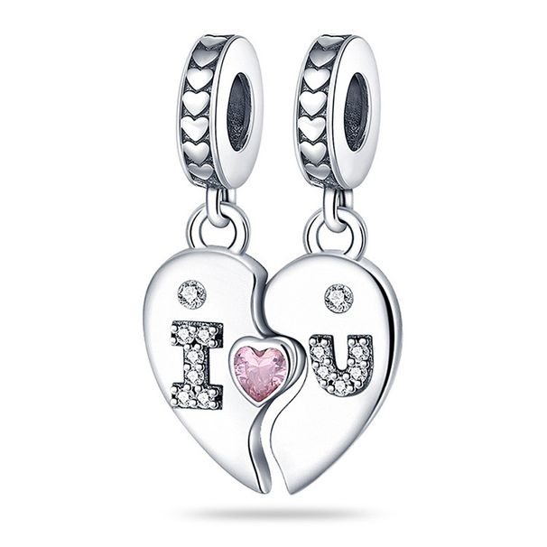 Ciondolo in argento placcato in rame per donna, a forma di cuore, ciondolo LOVE in due pezzi, regalo per San Valentino_voghion.com