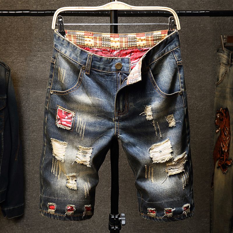 Abbigliamento da uomo Nuovo 2024 Estate Punk Jeans da uomo Fatti a mano Pantaloni in cotone sfilacciato Pantaloni a gamba dritta Moda Urban 782_voghion.com