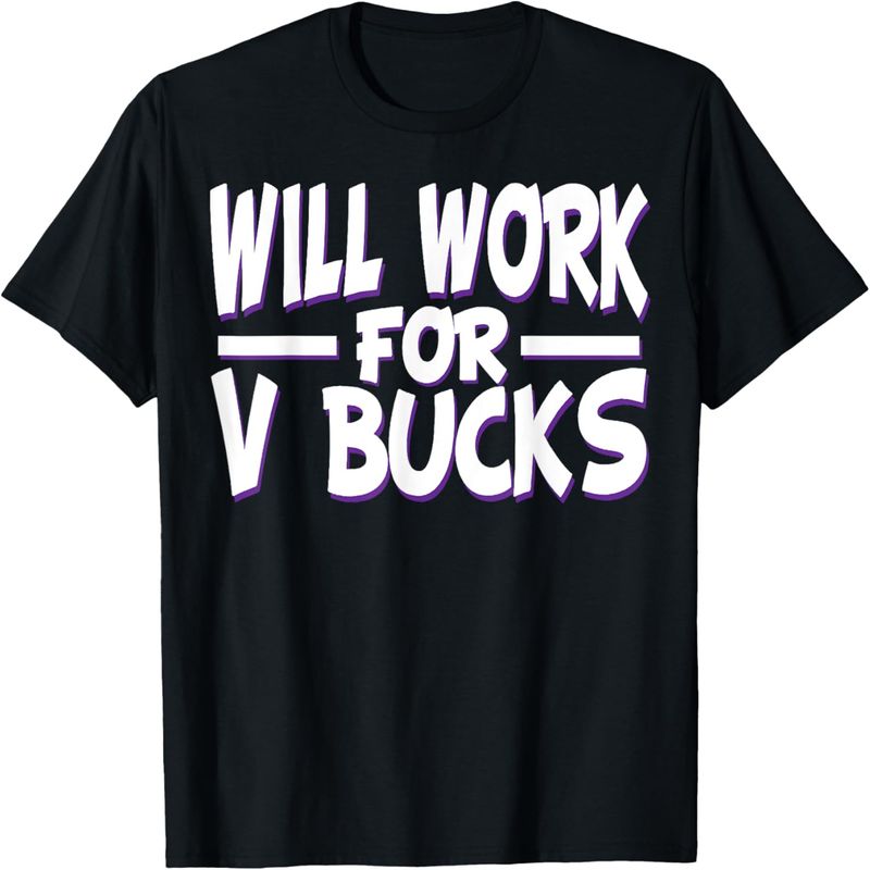 wird für V-Bucks-Design arbeiten, Gamer, Jugendliche, lustiges Gamer-T-Shirt._voghion.com
