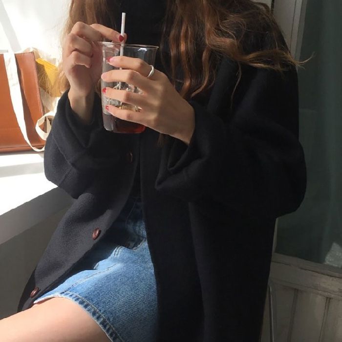 Women's Clothing Wool-Like Trench Coat Long Loose Fit Jacket Japanese Korean Style Slimming Outerwear For Autumn Winter_voghion.com