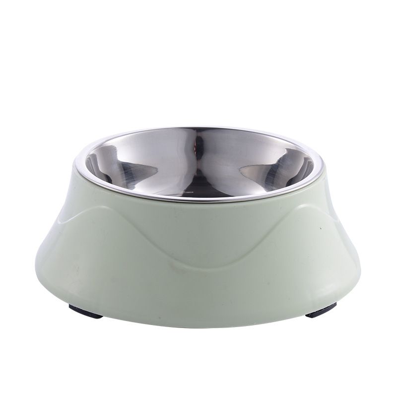 Pet Single Plastic Bowl Stainless Steel Inner Pot Cat Dog Basin Feeding Machine Non slip Base Tableware_voghion.com