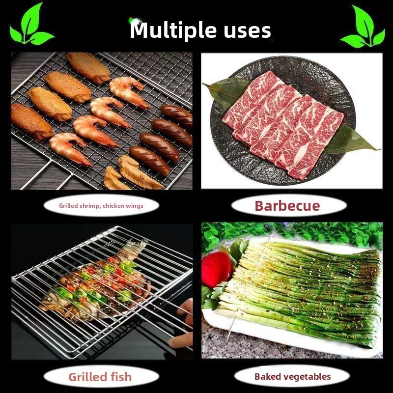 Grill Fisch Eisen Rack Platte Lamm Spieß Clip Doppel Schicht Gemüse Net Haushalt BBQ Werkzeug Set_voghion.com