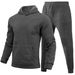 Men's Clothing Leisure Blank Solid Color Set Fleece Loose Sweatpants Two-piece Set_voghion.com