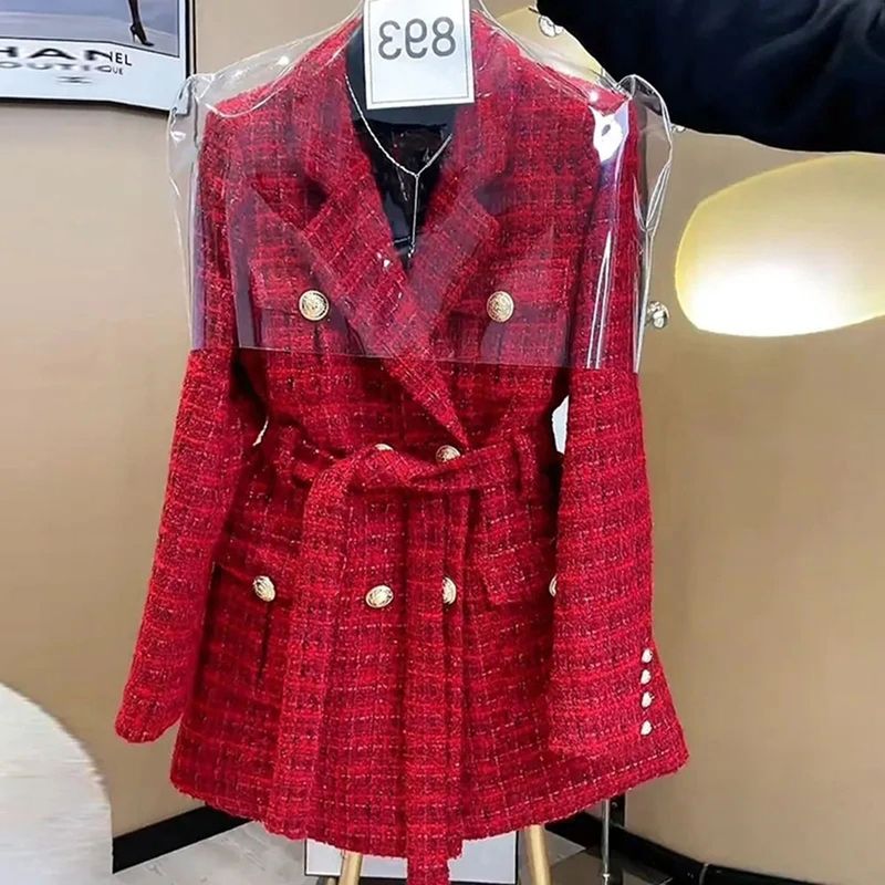Ny blazerjakke dame 2023 vår høst koreansk mote dobbeltspent super vakker liten duft damedress_voghion.com