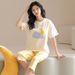 Effortless Summer Elegance: New Women’s Pure Cotton Pajamas - Short-Sleeved, Cropped Trousers, Simple Design For Relaxing Days_voghion.com