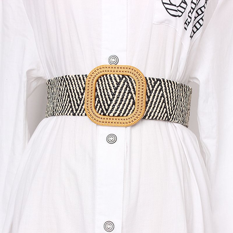 Geflochtener Gürtel für Damen, Sommermode, geflochtener elastischer Gürtel, dekoratives Kleid für Damen, breiter Taillen-Elastikgürtel, stanzfreier Gürtel_voghion.com