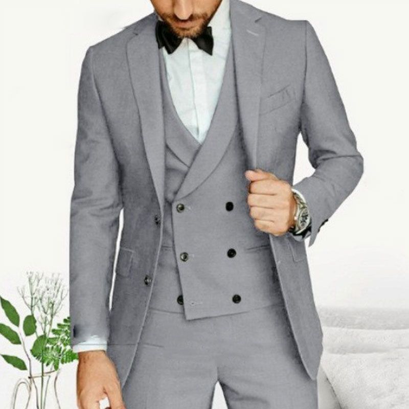 Neues minimalistisches dreiteiliges Set aus Frack für Bräutigam und Trauzeugen im Slim Fit für die Party_voghion.com