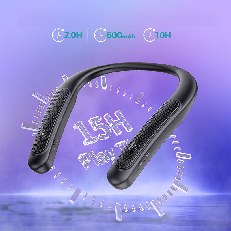 Auriculares Bluetooth con banda para el cuello, portátiles, inalámbricos, para escuchar música, libros, deportes, educación, fitness, actividades al aire libre, ciclismo y TV._voghion.com
