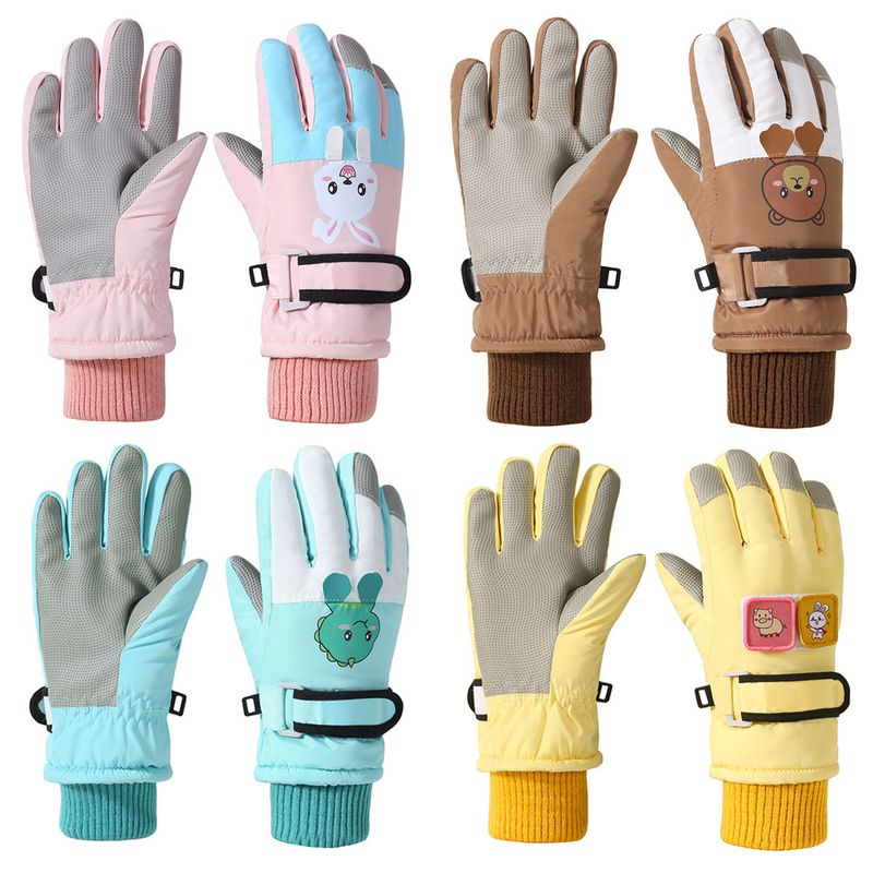 Cute Kids Winter Girls Boys Thicken Windproof Children Ski Gloves Snow Sports Child Mittens for Snowboard 4-8Y_voghion.com