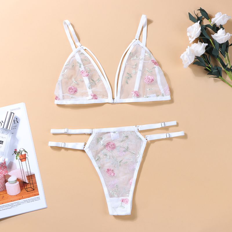 Sexy Lingerie Set for Woman Embroidered Bikini Panties  Sensual Lace Breathable Bras Erotic Perspective Bandage Exotic_voghion.com