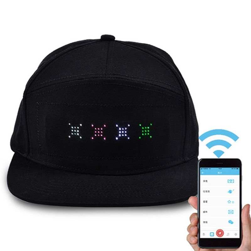 Unisex Bluetooth-compatible LED APP Controlled Baseball Hat Scroll Message Display Board Hip Hop Street Dropshipping_voghion.com