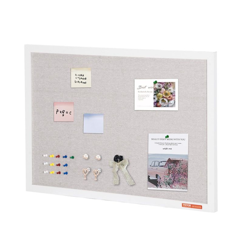 VEVOR 30"x20" White Cork Board With Linen Surface – Stylish Wall-Mounted Bulletin Board For Home, School, Office – Elegant & Functional Noticeboard_voghion.com