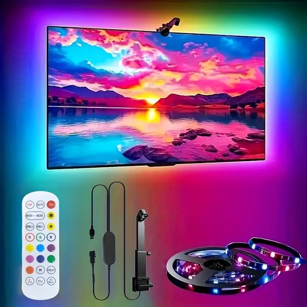 Smart RGB LED Strip Lights With Bluetooth & TV Sync, Music Mode, Ambient Lighting For TV Backlight, PC Monitor, Gaming Setup_voghion.com