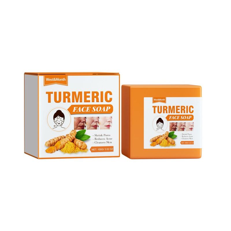 West&amp;Month Turmeric Face Soap, Face Repair Gentle Cleansing, Fade Spots And Smooth Fine Lines Cleaner Soap_voghion.com