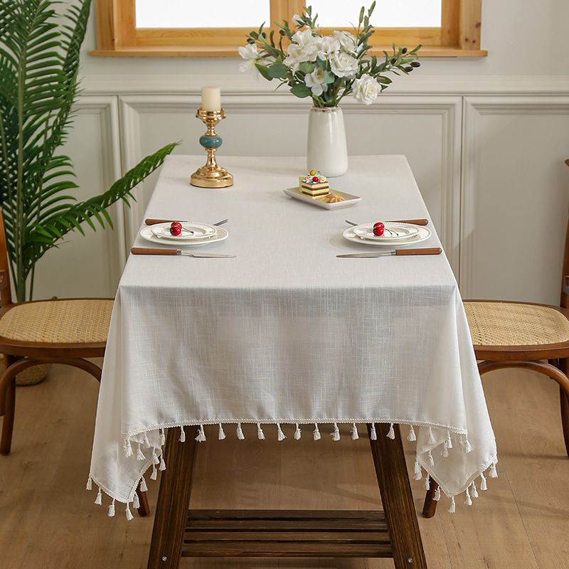 Tovaglia in poliestere – Tovaglia rettangolare resistente e resistente al calore per sala da pranzo e arredamento (140x140 cm, bianco avorio)_voghion.com