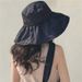 Cappelli alla moda sottili con protezione solare per le donne, cappello da pescatore estivo coreano con tesa larga e parasole in gomma nera_voghion.com