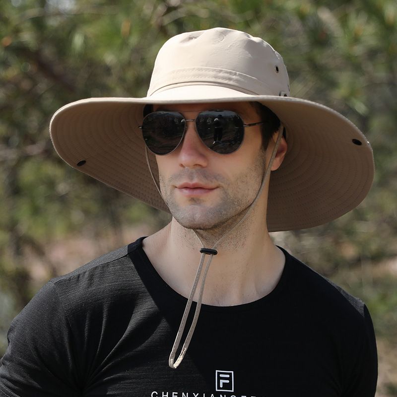 Neuer Outdoor-Sonnenschirm für Herren mit großem Rand, Gesichtsbedeckung, Angeln und Bergsteigen für die Freizeit, atmungsaktiver Fischerhut_voghion.com