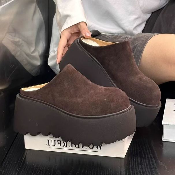 Brand Thick Bottom Toe Cap Fur Semi-Slipper Women 2025 New Arrival Spring And Autumn Outer Wear Height Increasing_voghion.com