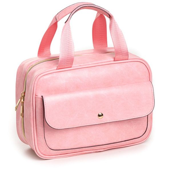 2024 Avancerad PU Vattentät Tvättpåse Handhållen Sminkväska Förvaring Tvättset Reseförvaringsväska för Kvinnor_voghion.com