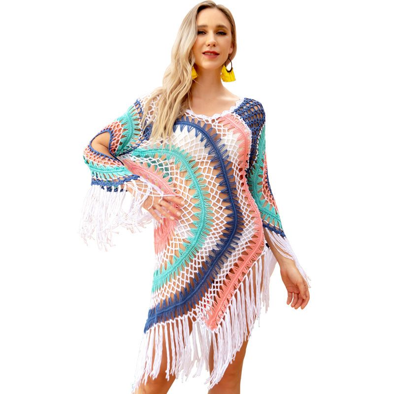 Maillot de bain cache-soleil style européen crocheté à la main pour femme, modèle été 2025_voghion.com