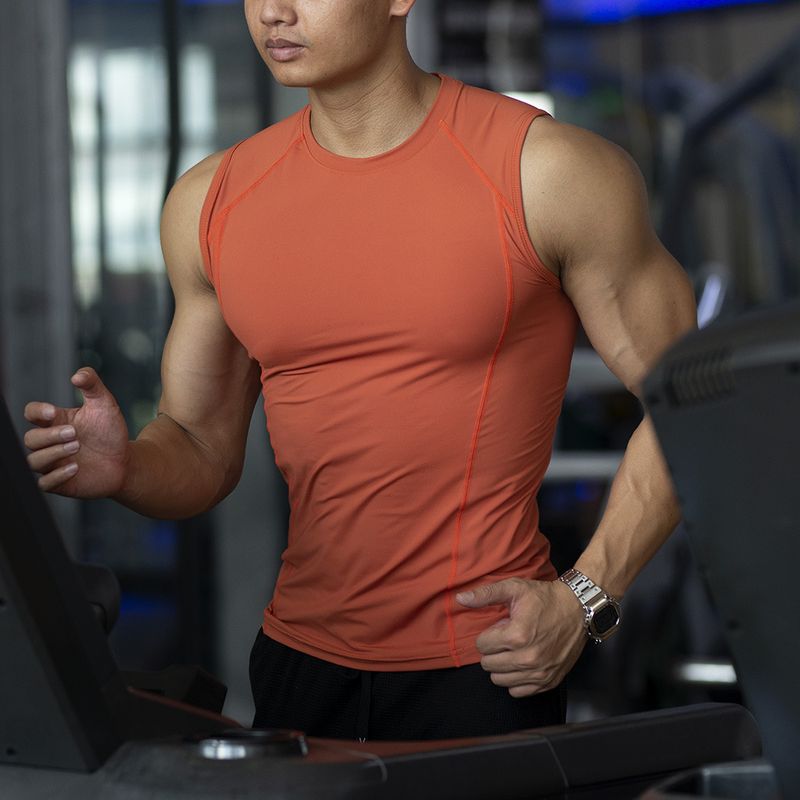 Herrenbekleidung Fitness Schnelltrocknende Weste Herrenstrumpfhose Elastisch Atmungsaktiv Schweißabsorbierend Ärmellos Coach Hochelastische Kompressionskleidung Training_voghion.com