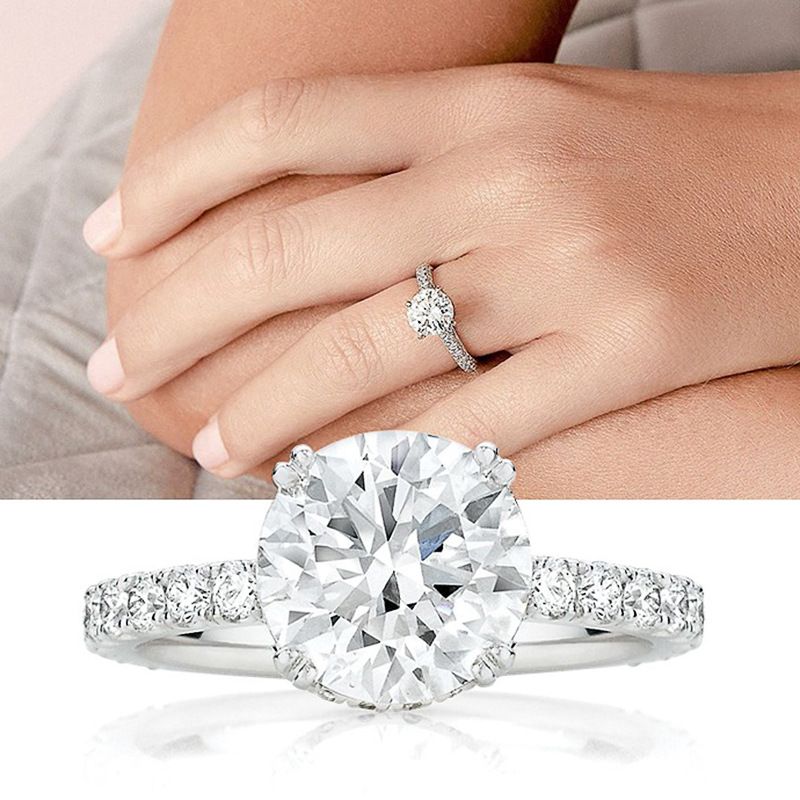 Anello da proposta femminile in zircone placcato in platino, semplice e alla moda, con specchio a croce di Cao Shi, fatto a mano_voghion.com