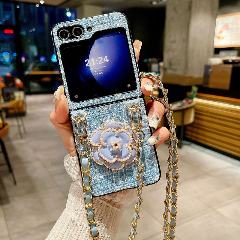 Applicable to Huawei p50pocket folding screen mobile phone shell Camellia  style woven leather pocketS crossbody_voghion.com