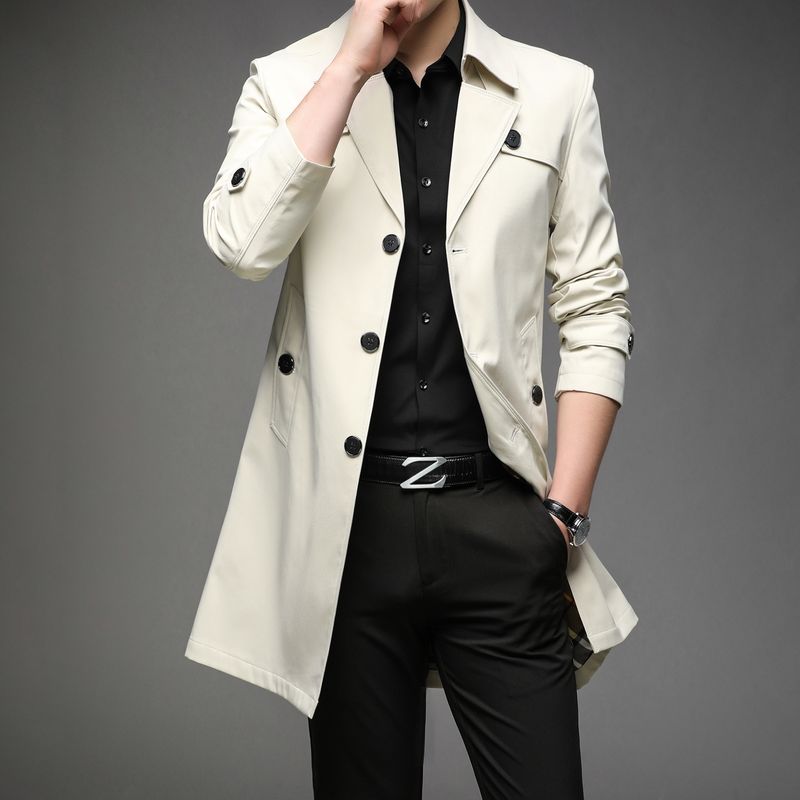Men's Clothing spring and autumn style windbreaker men's youth men's casual mid length jacket_voghion.com