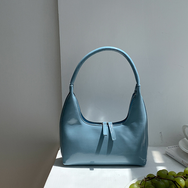 Lns Style Korea niši lakknahast käekott naistele High-end Sense Läikiv pu käekott lihtne Arc de Triomphe kaenlaaukott_voghion.com