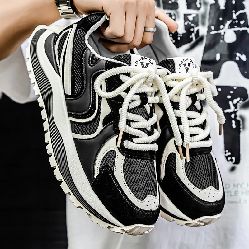 Yellow Chunky Sneakers Men Trendy Versatile Designer Shoes Man 2025 Breathable Comfy Men's Casual Sneakers_voghion.com