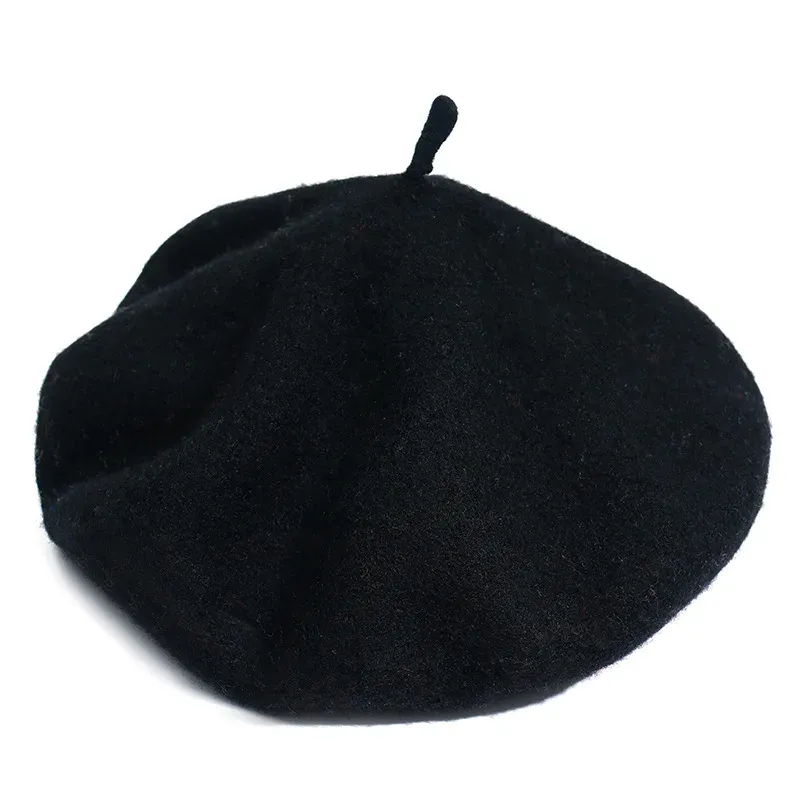 Hot Sale 2024 Spring Women Wool Fashion French Artist Beret Flat top Hat Girls Berets Caps Winter Warm Cap Beanies Hats_voghion.com