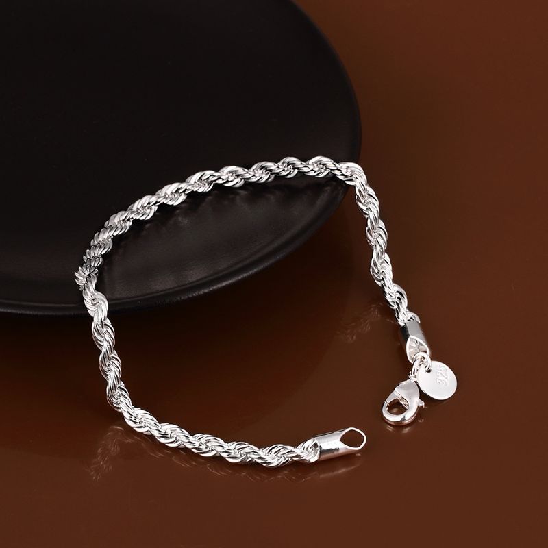 Bracciale sottile in acciaio al titanio con catena intrecciata cubana, tendenza hip-hop, unisex, con corda intrecciata, resistente allo sbiadimento, per le mani._voghion.com