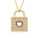 Japanese And Korean Style High-End Lock Key Pendant Necklace For Women Copper Gold-Plated Heart Micro-Inlaid Zirconia_voghion.com