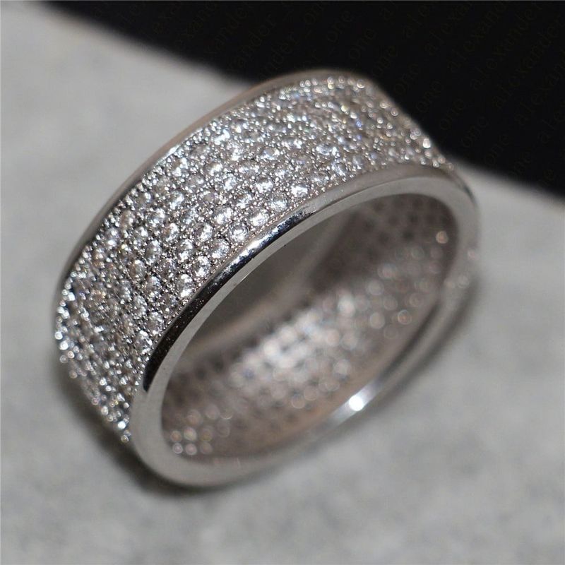 Mode Sterling Silber Diamant Weißgold gefüllt Verlobungsringe Trauringe_voghion.com