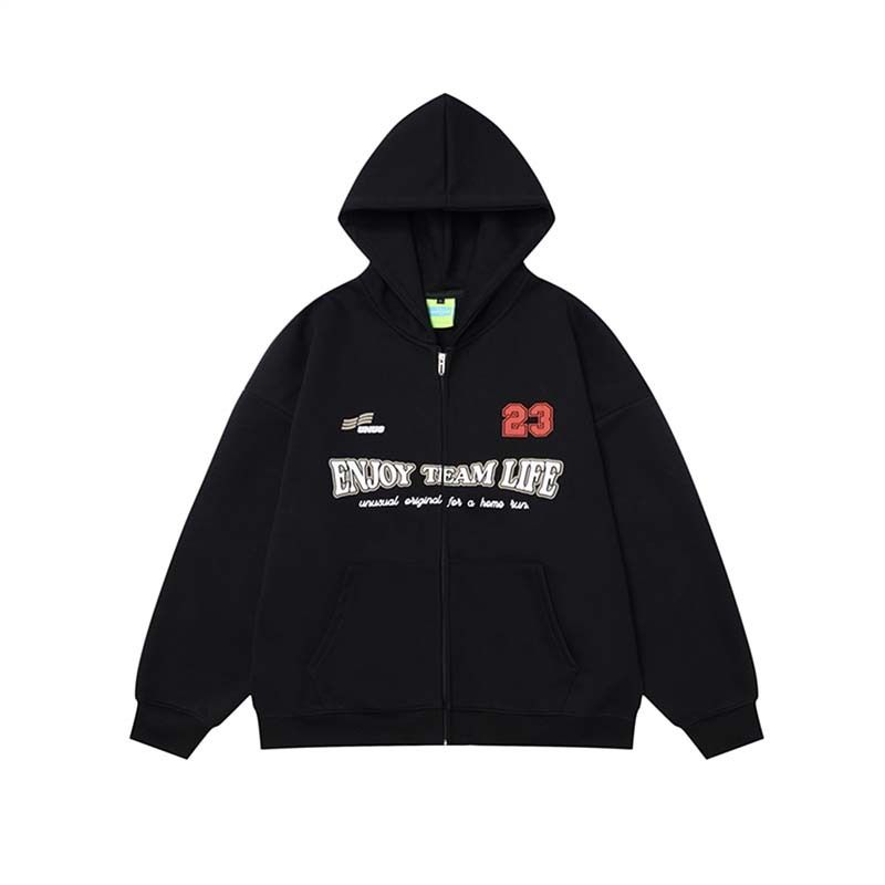 Herrenbekleidung High Street Alphanumerisch bedruckter Cardigan Hoodie Sweatshirt Herrenmode Marke Retro Loose All Match Hoodie Jacke_voghion.com